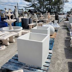 Concrete Square Stone Planter / Cement Backyard Patio Pots Garden Planters