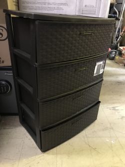New Sterilite 4 Drawer Wide Weave Tower, Espresso
