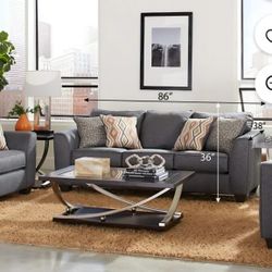 Contemporary fabric pillow back sofa graphite