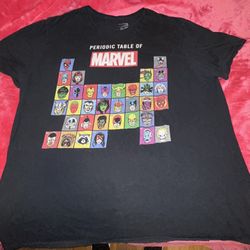Marvel T-Shirt 2XL – Black, Multi-Character Design – Fair Condition