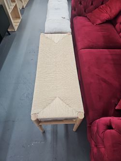 Woven Rope Bench with Wood Frame