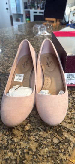 Dexflex rose pink heel size 7 1/2 wide/ tacones rosados