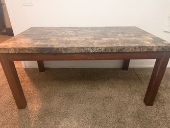 Marble Top Dining Table with Wood Base