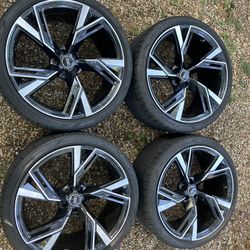 22" Audi RS6 Avant 2020 - 2023 OEM Wheels Rims TIRES RS7 Factory Black 22x10.5