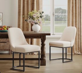 Latitude park Modern Upholstered Metal Frame Side Dining Chair (Set of 2)