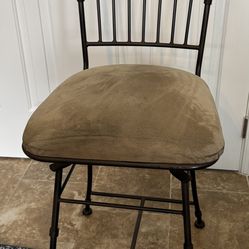 Two Antique Bronze Iron Counter-Height Chairs