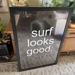 New Original Art Surf Looks Good Black Framed Poster Print 24x36” Ready To Hang Surfboard Surfer   Acrylic front   Made by Honorable Citizens   Elevat