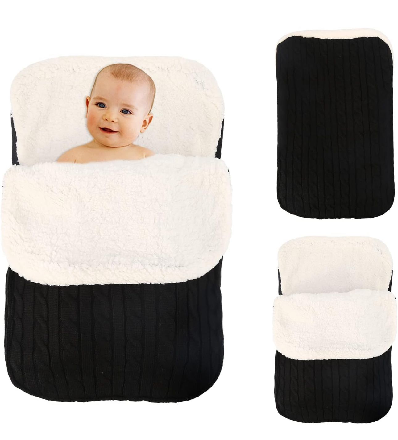 oenbopo Newborn Baby Swaddle Blanket Wrap, Thick Baby Kids Toddler Knit Soft Warm Fleece Blanket Swaddle Sleeping Bag Sack Sleep Bag Stroller Unisex W