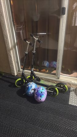 2 scooters and 2 helmets