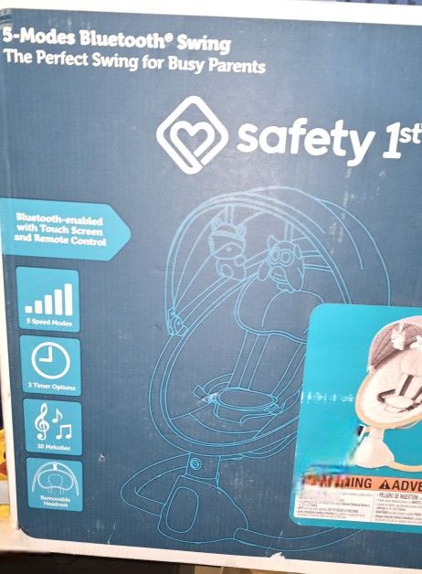 Safety 1st 5 Modes Bluetooth Swing, Bluetooth Enabled with Digital Touch Screen and Remote Control, Dunes Edge