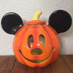 DISNEY MICKEY MOUSE HALLOWEEN JACK-O-LANTERN CANDLE HOLDER LUMINARY PUMPKIN
