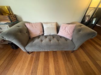 Tufted Charcoal Gray Velvet Settee