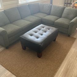 Green Sectional And Ottoman