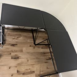 3 Section L Shaped Glass Table