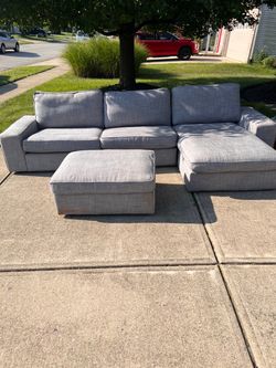 IKEA KIVIK 4-Seat Sectional with Chaise Lounge & Matching Ottoman - Gray