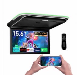 XTRONS 15.6” Android Car Overhead Player HD Touch Screen Flip Down Roof Mount Monitor, Built-in Speaker, WiFi, Bluetooth, Supports HDMI USB Input