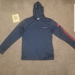 Men's  Columbia Omni-Shade Hoodie Long Sleeve Grey Sz Small Outdoor wear. Great pre-owned condition