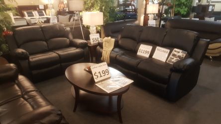 Brand new black or brown leather reclining sofa + loveseat 2PCs set