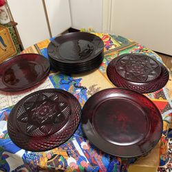 Antique Ruby Plates -12 Plates