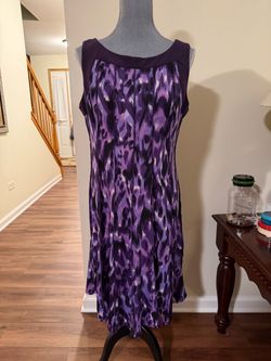 size large Purple Abstract Print Sleeveless Dress size large