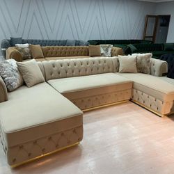 Brand New Double Chaise Sectional Velvet 