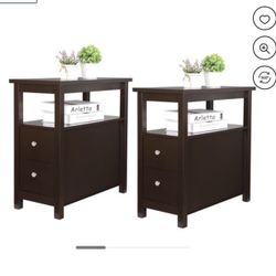 Set of Two Parlor Living Room Furniture MDF Bookshelf Storage Rack, Russet