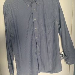 Jos. A. Bank Blue White Check Woven Button-Up Shirt Men's Long Sleeve