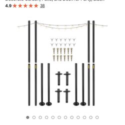 VEVOR String Light Poles, 4 Pack 10.6 FT, Outdoor Powder Coated Steel Lamp Post