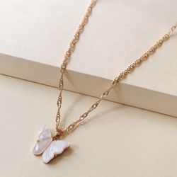 Gorgeous NEW White Butterfly Necklace