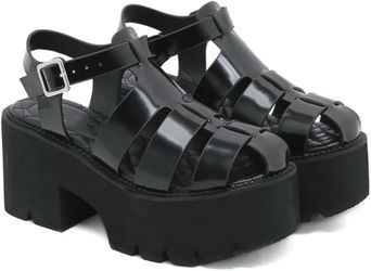 Summer platform thick high Heel Goth Punk Casual shoes sz 10 -10,5
