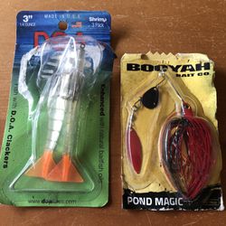 Lot Of 2 Fishing Lures: 2 Shrimp D.O.A. & Booyah Pond Magic