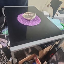 Glass Table With Metal Support