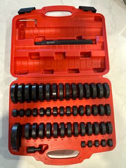 52 in 1 Custom Bushing Driver Set, Bush Removal Puller Bearing Press Transmission Bushing Driver Set, Wheel Bearing, Race & Seal Installer, 50 Interch