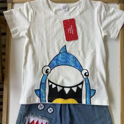 Boys Shark Outfit Set – New – Size 5/6