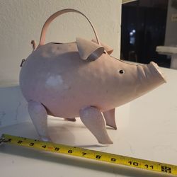 Metal Pig Watering Can Indoor Outdoor Home Decor