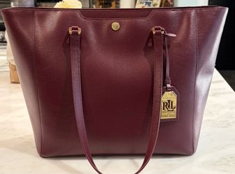 Lauren Ralph Lauren Burgundy Leather Tote Bag