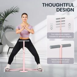 Ski Machine Exercise Equipment with 4 Level Adjustable Handles Foldable Leg Exerciser for Home Gym Sturdy Iron Frame Fitness Equipment Pink