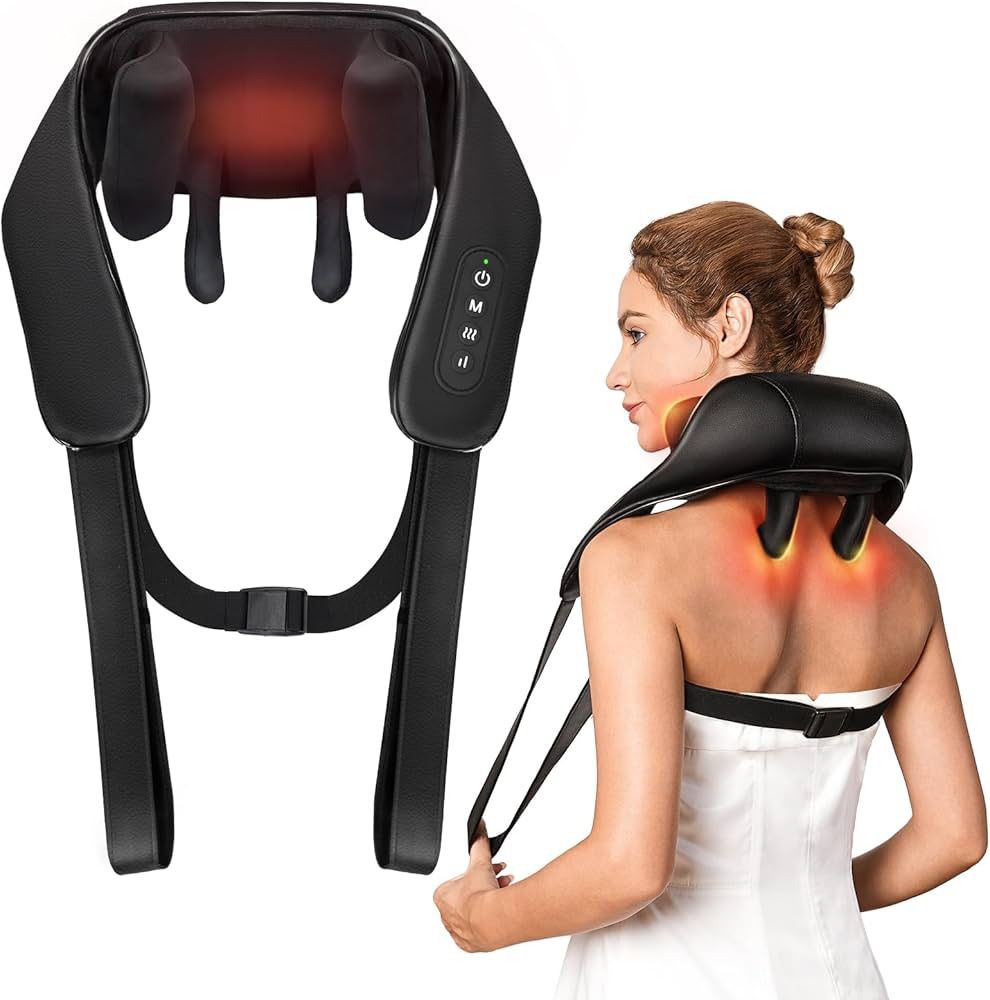KNQZE Neck Massager with Heat, 4D Shiatsu Massager for Neck and Shoulder with Heat KN9