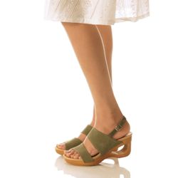 EUC DANSKO Tamia Hollow Wooden Wedge Sandals Platform Heels in Sage Green 41 10
