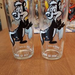 Vintage 1970's Pepsi Collectable Pepe Le Pew Glasses 