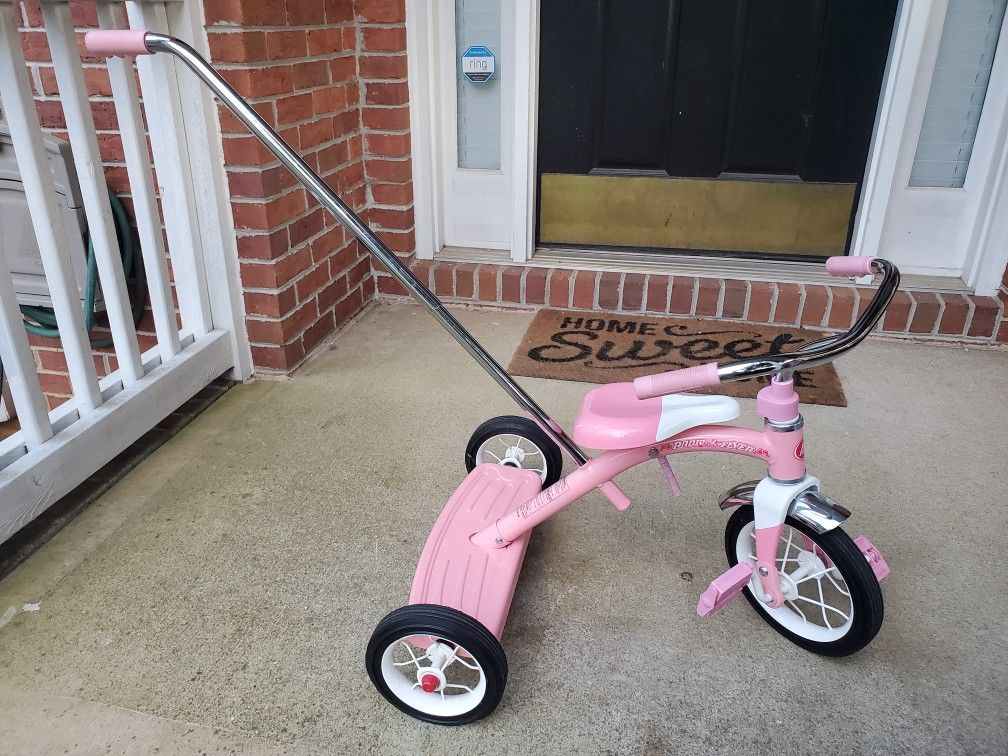 Radio Flyer Classic Pink Tricycle with 4 Position Push Handle