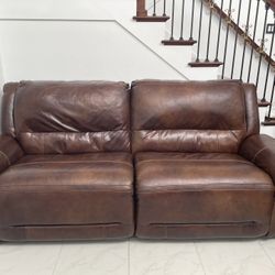 Sofa King Comfortable Brown Genuine Leather Electric Reclining Sofa For Sale FREE Local Delivery 🚚 