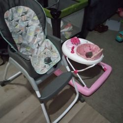 Used Baby High Chair And Walk Car 