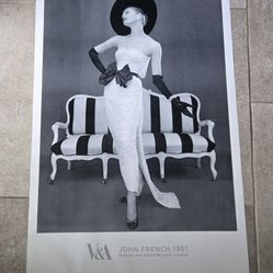 John French Victoria & Albert Museum Poster Vintage Fashion Model Black White 36x24