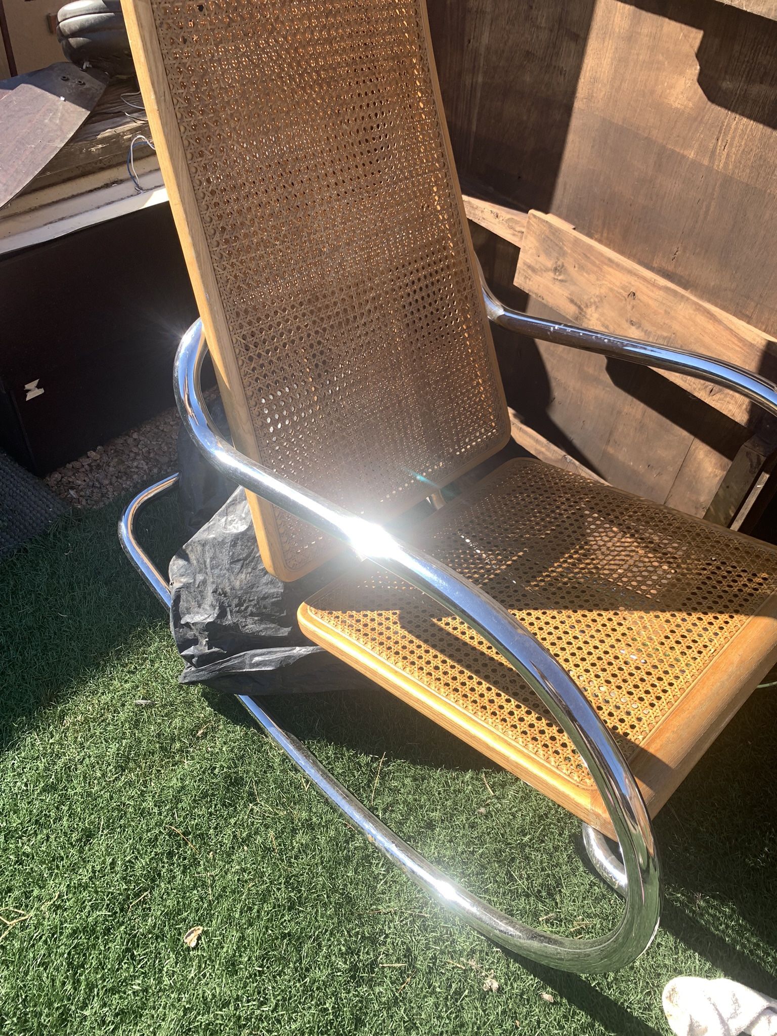 MCM Chrome & Cane Rocker