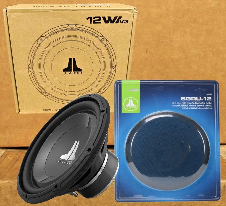 JL Audio W1 Series Bass Speaker 12" 4-Ohm Subwoofer 600 Watts Grille Cover Package 🚨 Payment Options Available 🚨 No Credit Needed 🚨