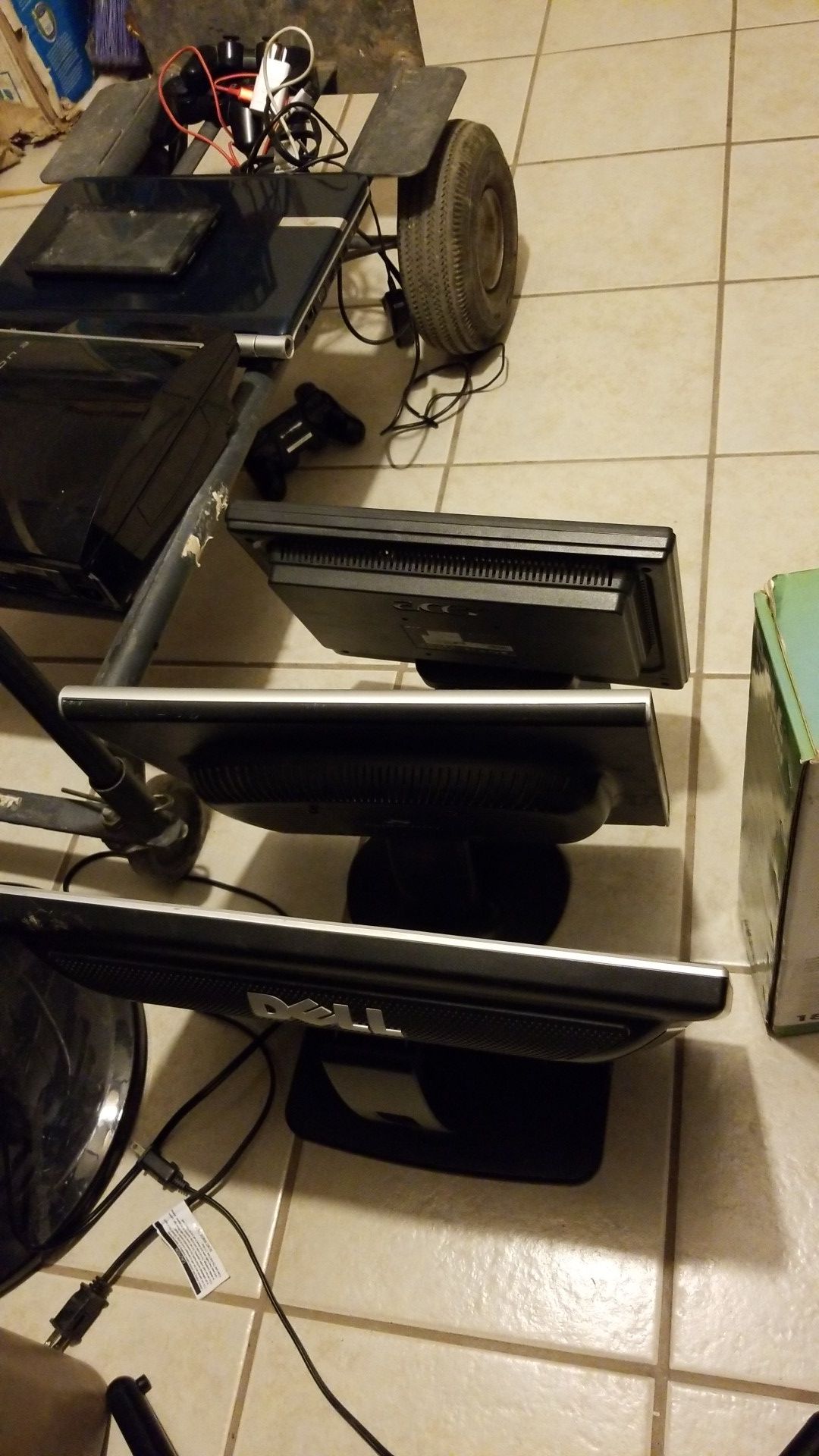 4 computer monitors.