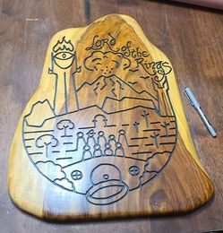 Lord of the Rings Hand-Carved Mesquite Wood Sign – Tolkien Inspired – One of a Kind
