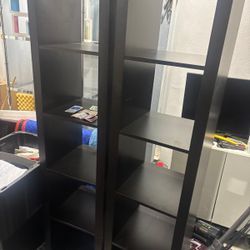 Three  wood  utility bookshelf storage units .. 73 “ high , 17 1/2 “ depth, 15 1/2 wide $ 75 each