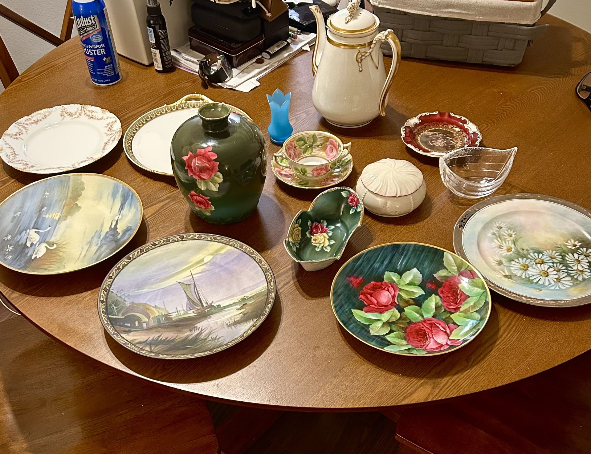 LOT: 14 Pieces Antique/Vintage Euro Porcelain & Glass $400 Value!